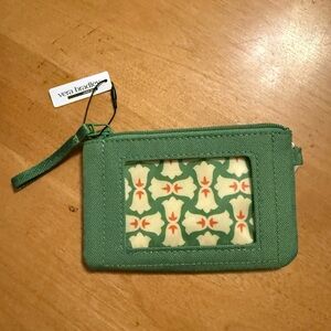 Vera Bradley Green Fabric Wristlet ID Case with Floral Window